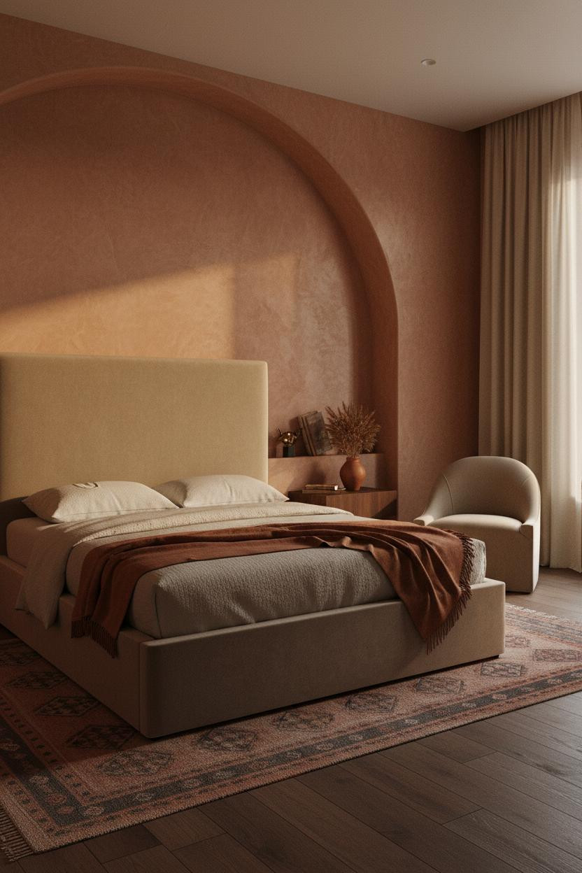 Transitional Bedroom Modern European Clay Plaster