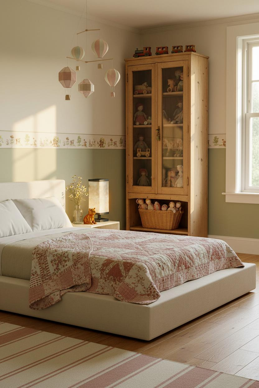 Vintage Kids Room Whimsical Cottage Cupboard Light