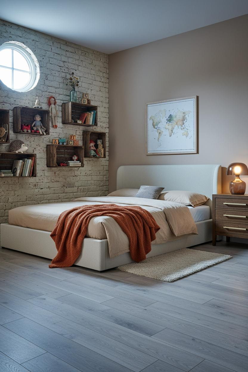 Vintage Kids Room Cottagecore Brick Bedroom