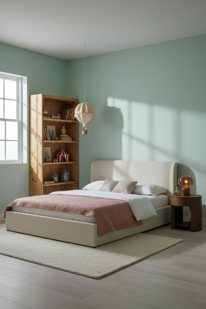 Vintage Kids Room Retro Playroom Shelving