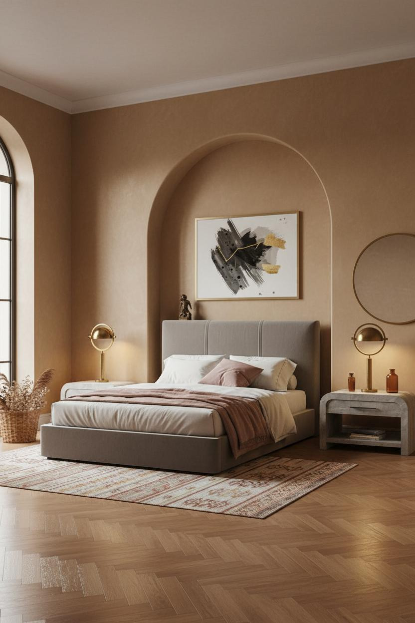 Vintage Modern Bedroom Arched Niche