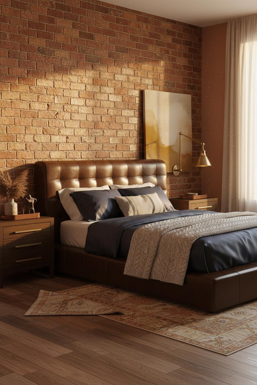 Vintage Modern Bedroom Brick Aesthetic