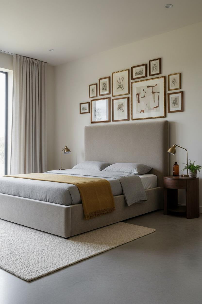 Vintage Modern Bedroom Gallery Wall