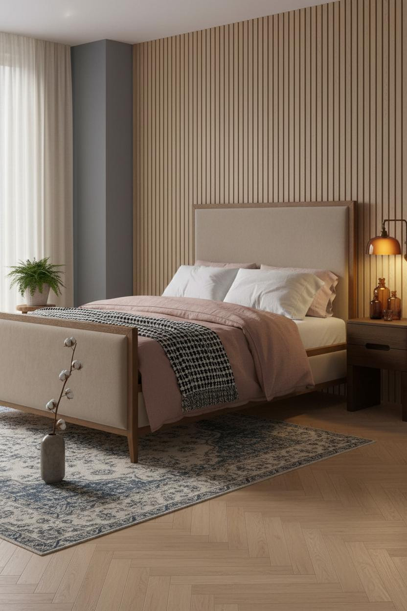 Vintage Modern Bedroom Slatted Oak MCM