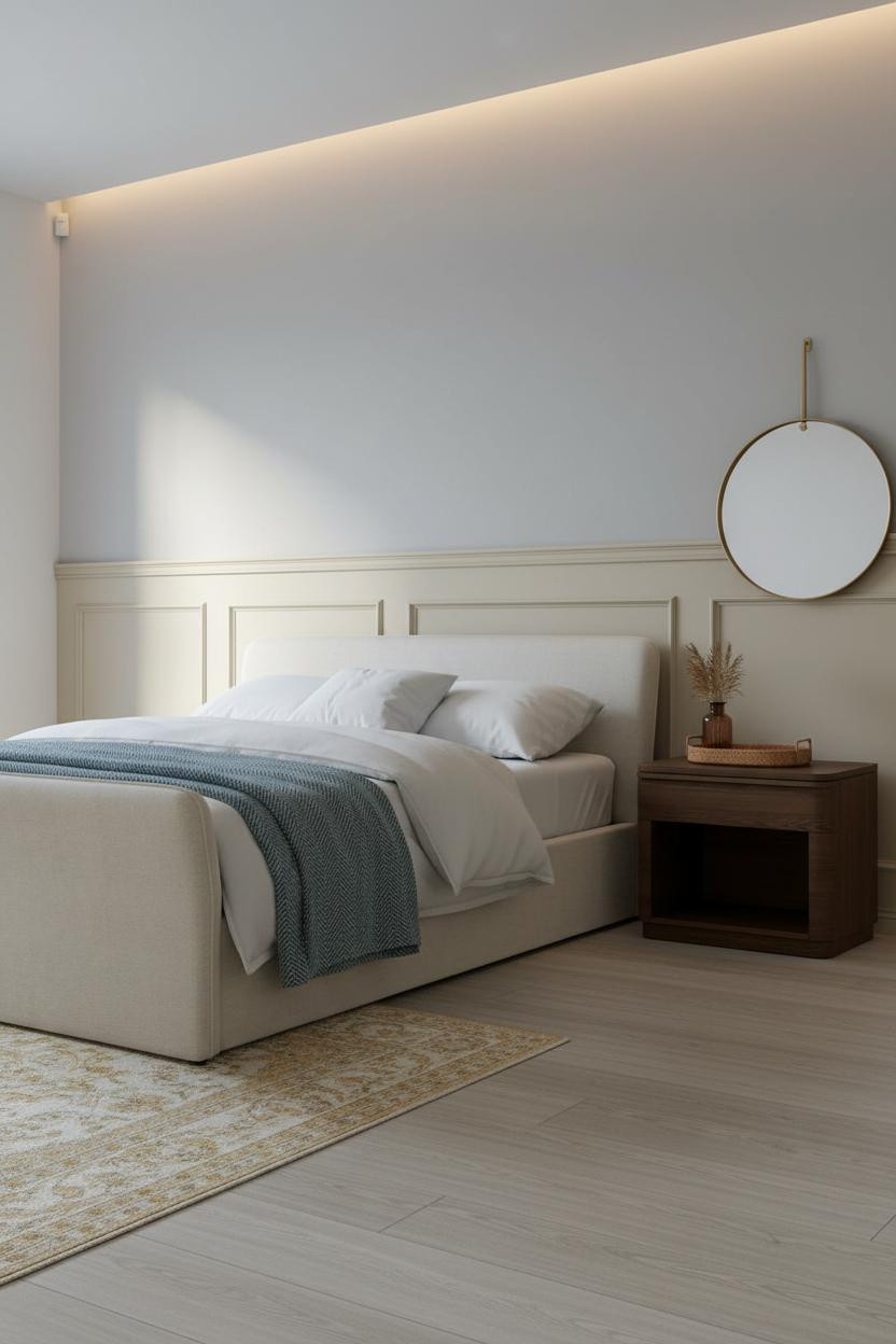 Vintage Modern Bedroom Wainscoting