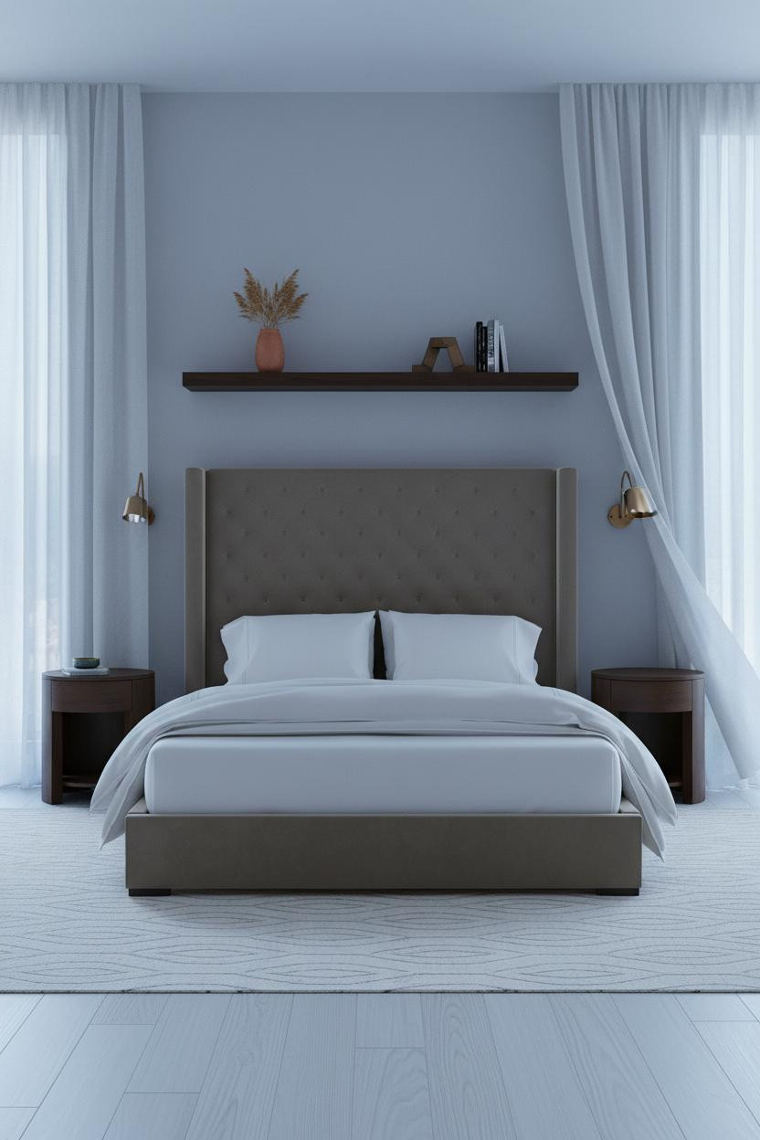 Vintage Modern Bedroom Walnut Shelf