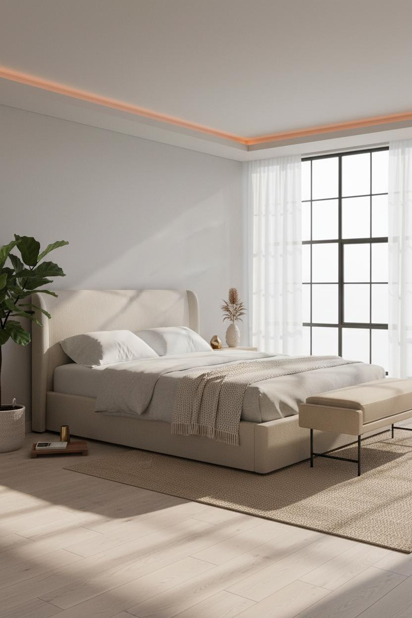 Warm Neutral Bedroom Attic Crittall Windows