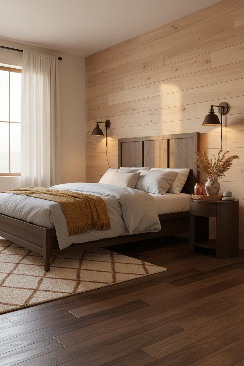 Western Bedroom Ranch Style Shiplap Walnut