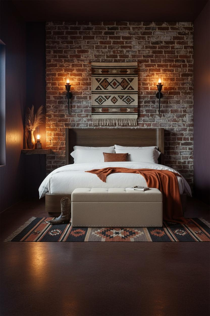 Western Bedroom Ranch Style Dark Boho