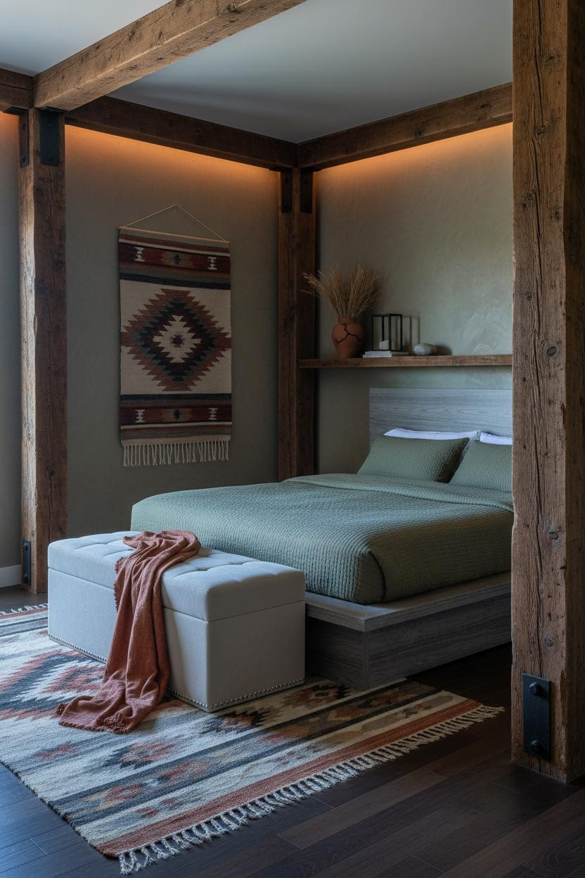 Western Bedroom Ranch Style Reclaimed Timber