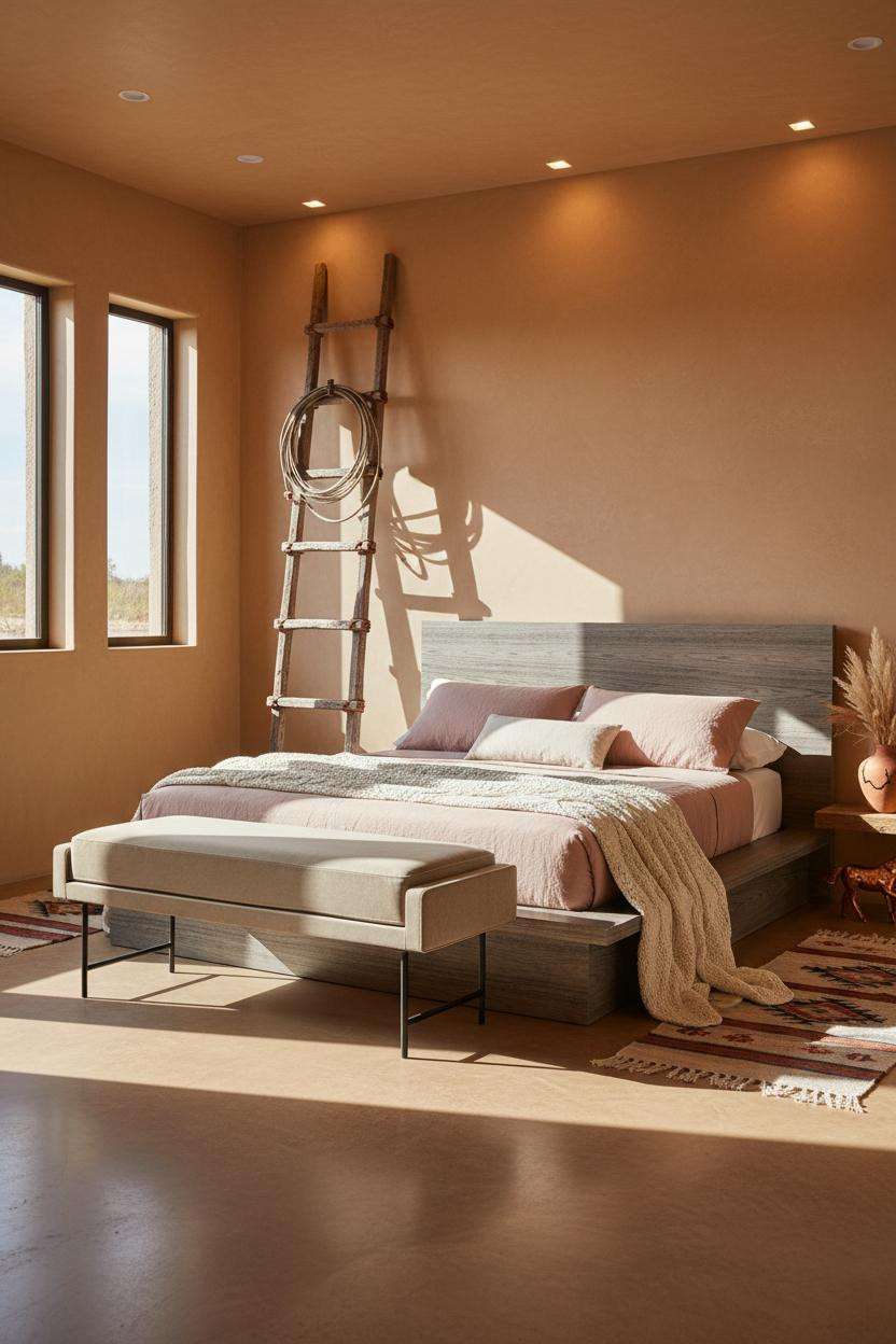 Western Chic Bedroom Ranch Hacienda Ladder Frame