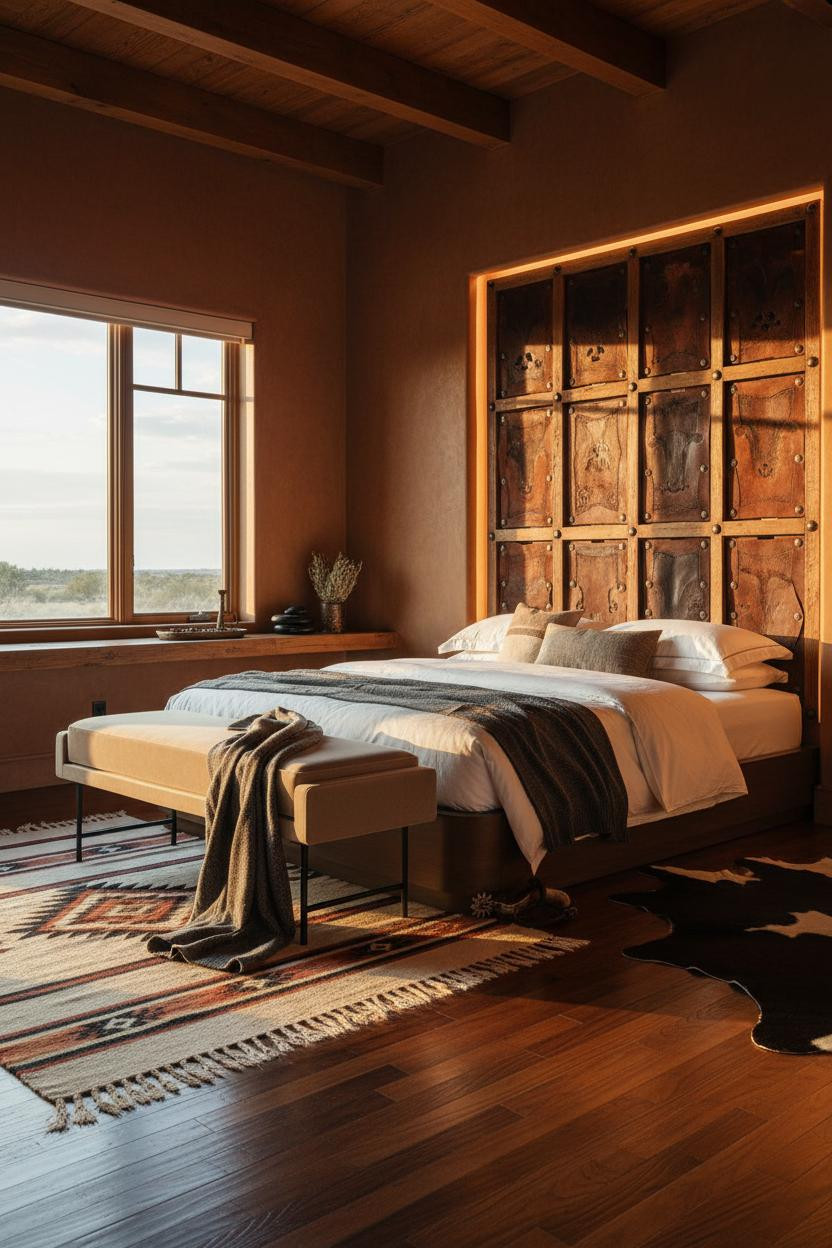 Western Chic Bedroom Ranch Style Reclaimed Wood