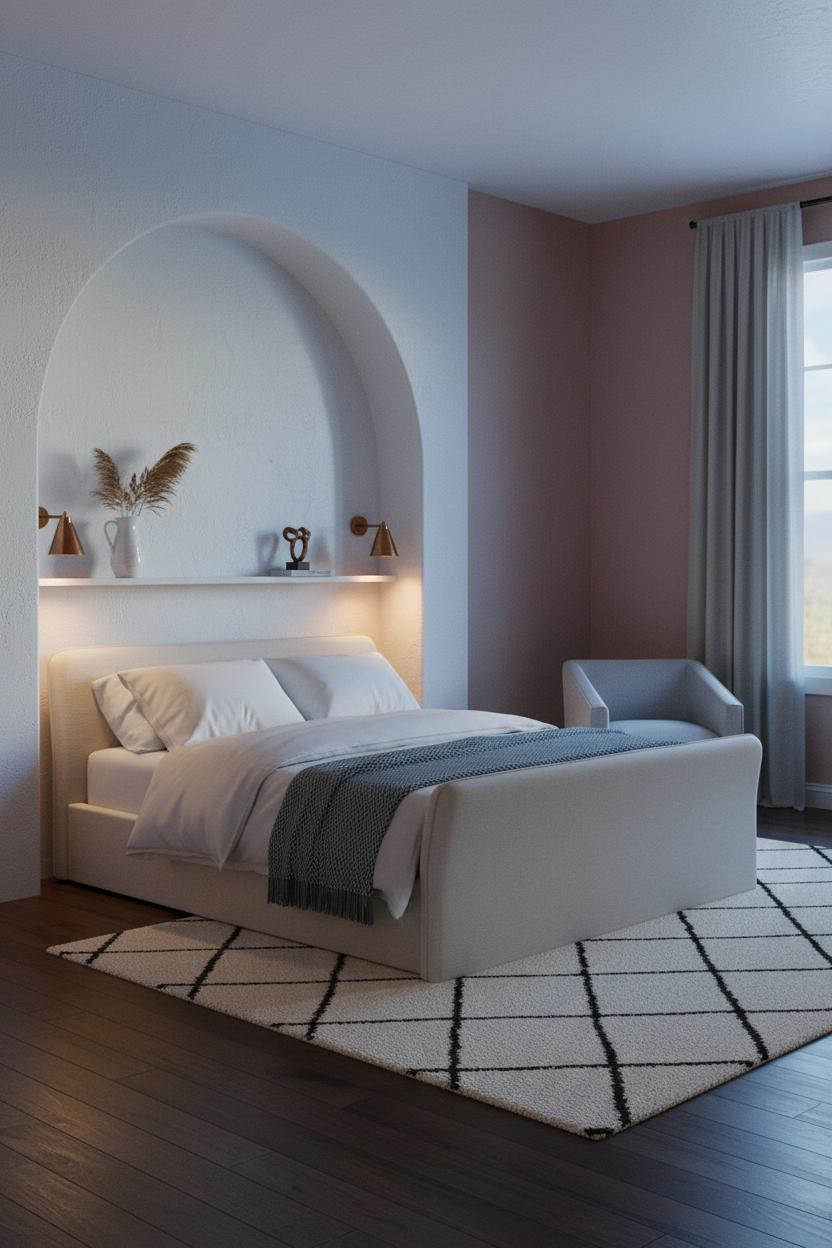 Young Couple Bedroom Warm Blue Lighting