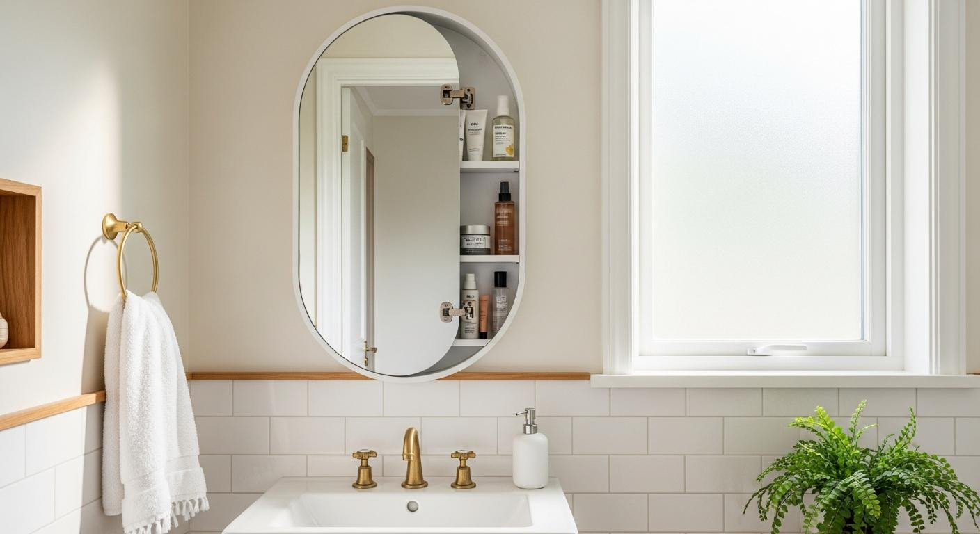 IKEA's $60 oval mirror hides your entire skincare routine behind glass