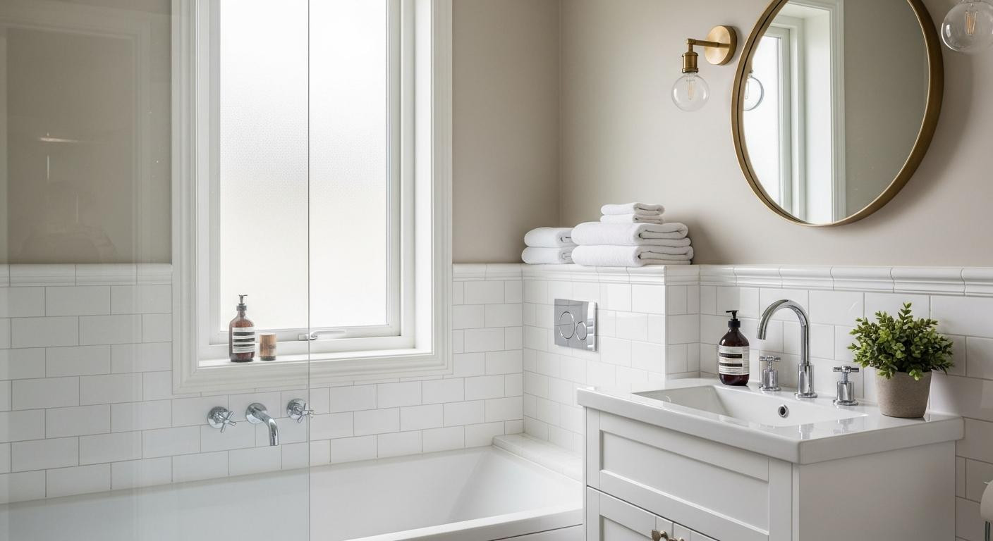 Designers paint bathrooms this warm greige (and it hides what white exposes)
