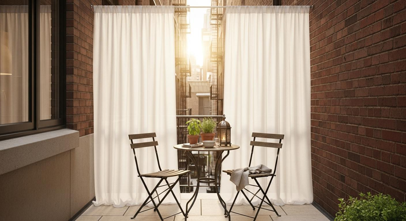 Sheer curtains block 58% of light on narrow patios (rigid screens don't)