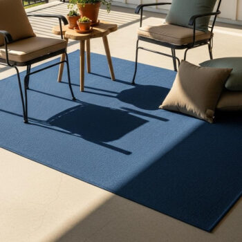 Polypropylene outdoor rugs resist sun fading for 4 years but jute needs covered porches