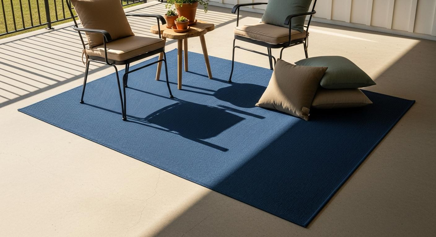Polypropylene outdoor rugs resist sun fading for 4 years but jute needs covered porches