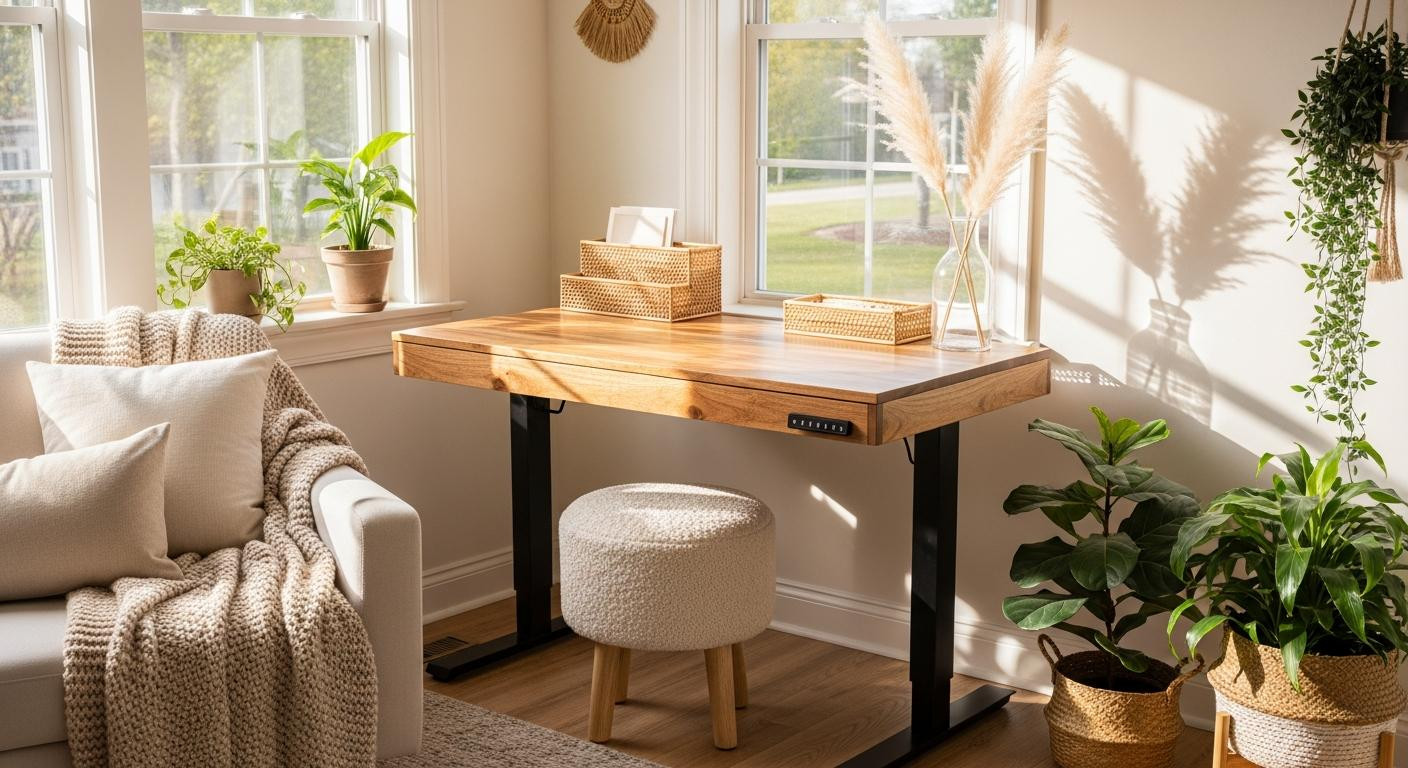 The 9 standing desk that makes renters' living rooms feel less like call centers