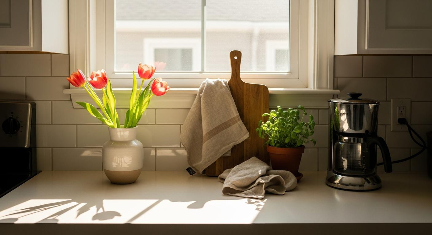 I decluttered my kitchen counter first and now my 161 sq ft space feels twice as big