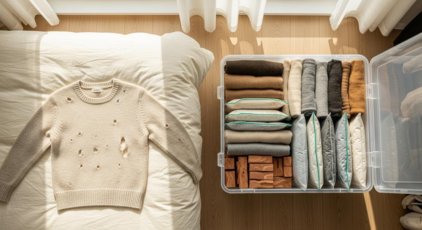 You're skipping the pre-storage clean and it's why your sweaters came back with holes