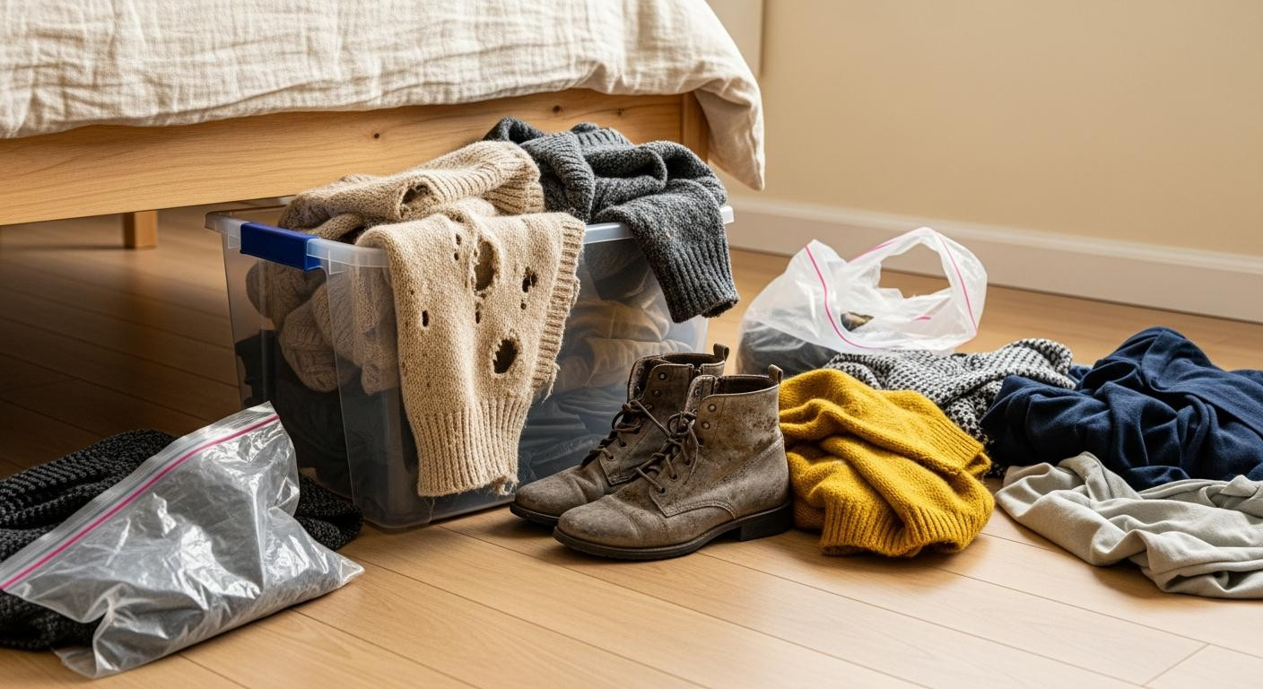 You're storing winter boots under your bed and it's why your sweaters came back with holes