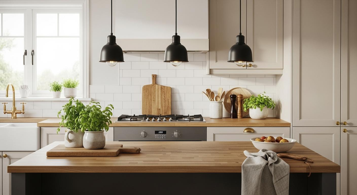 One statement pendant works in kitchens under 180 sq ft but multiple sources win over 240