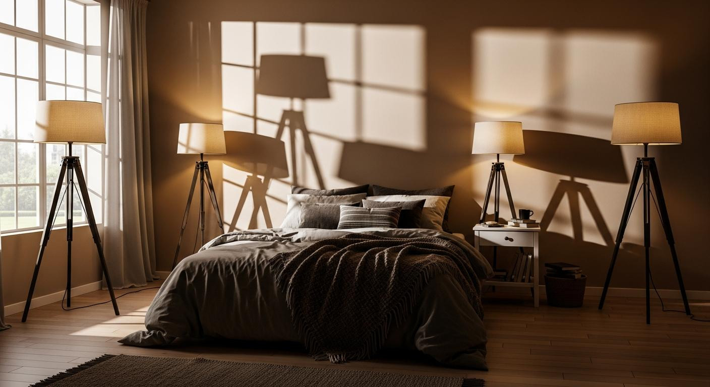 You're adding floor lamps to dark rooms but the geometry is making shadows worse