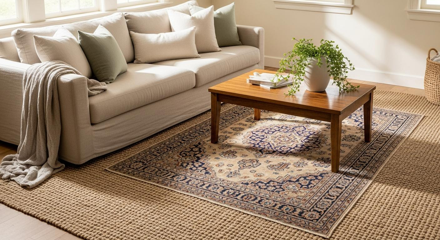 I layered 2 budget rugs and guests thought I hired a designer