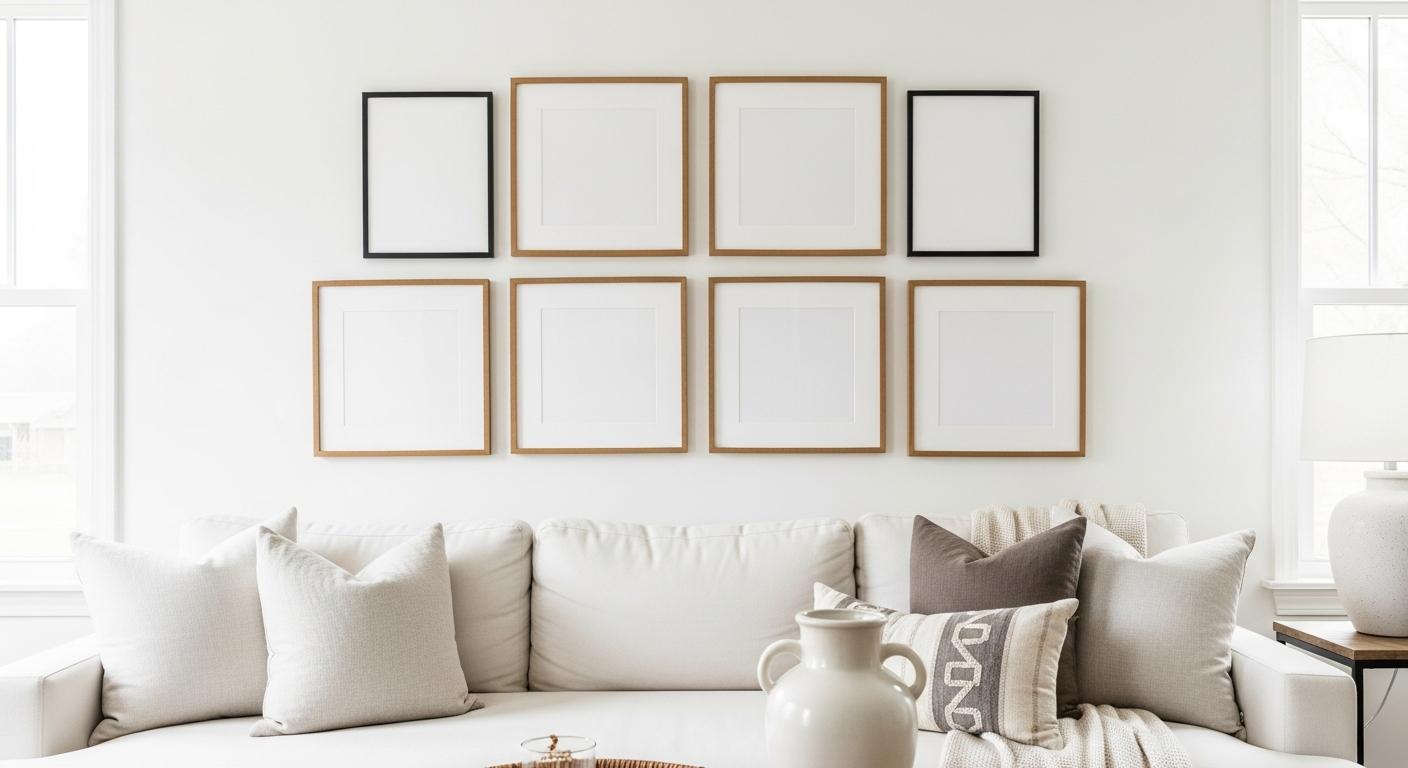 Uneven gallery wall spacing makes rooms feel cluttered (the 2-inch fix renters swear by)