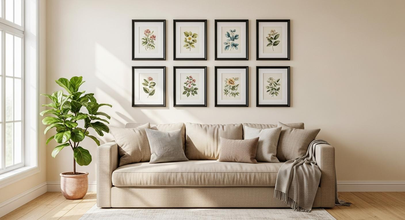Matched frames work in rooms under 200 sq ft but mixing wins over 300
