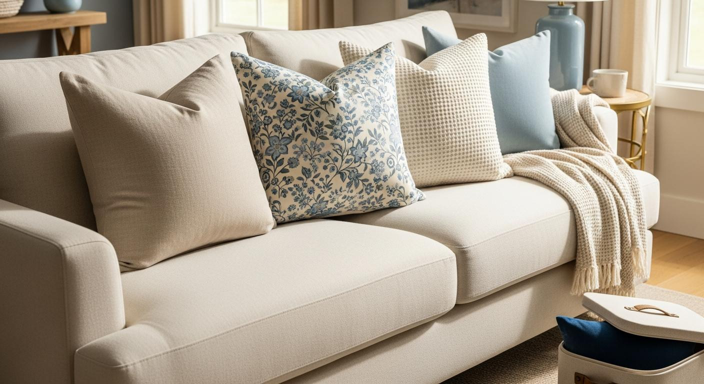 The 3-pillow base system that refreshes your sofa 4 times a year (without storing 12 full pillows)