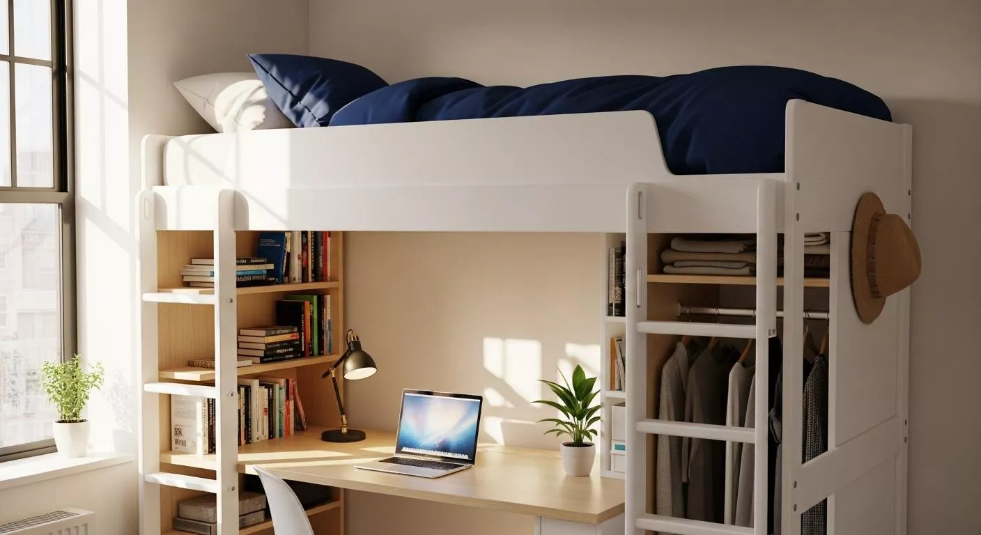 IKEA's 3 loft bed gave a 290 sq ft NYC studio a bedroom, office, and closet