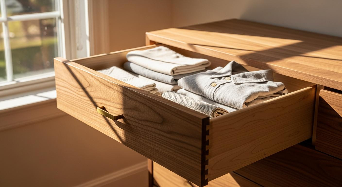 The 0 Magnolia dresser uses dovetails that show when you open the drawer