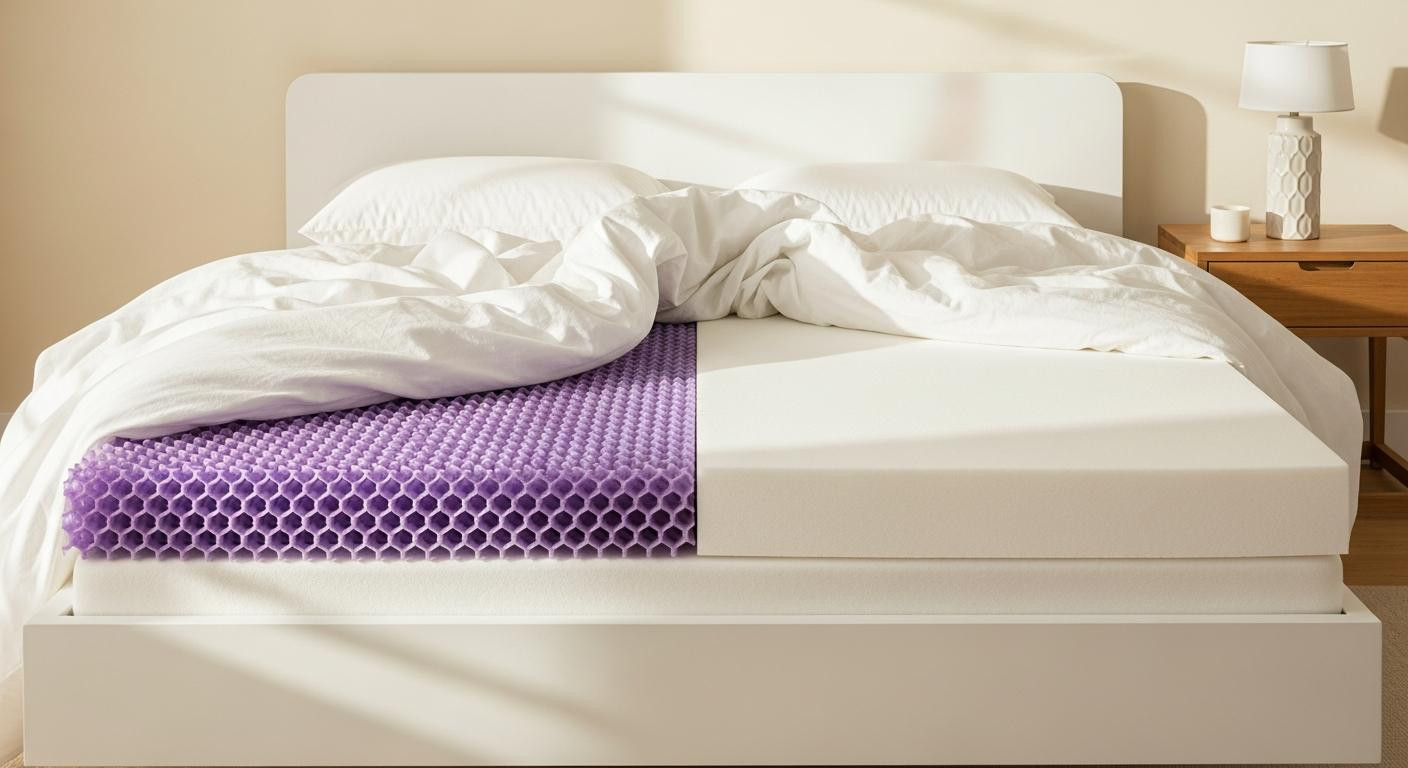 Purple's gel grid collapses under pressure points while Casper's foam cushions them (here's who needs which)