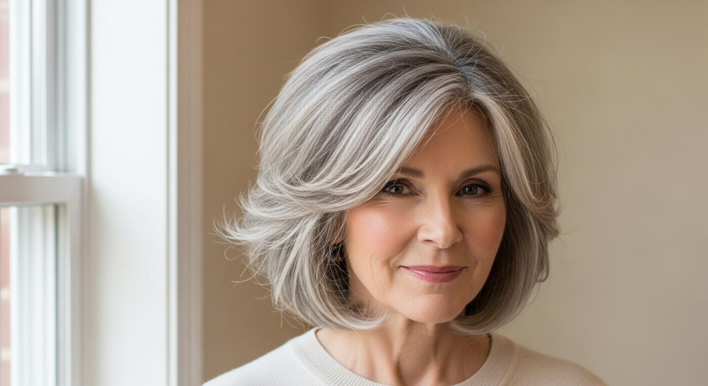 The layered cut that lifts flat hair at 58 by a full inch
