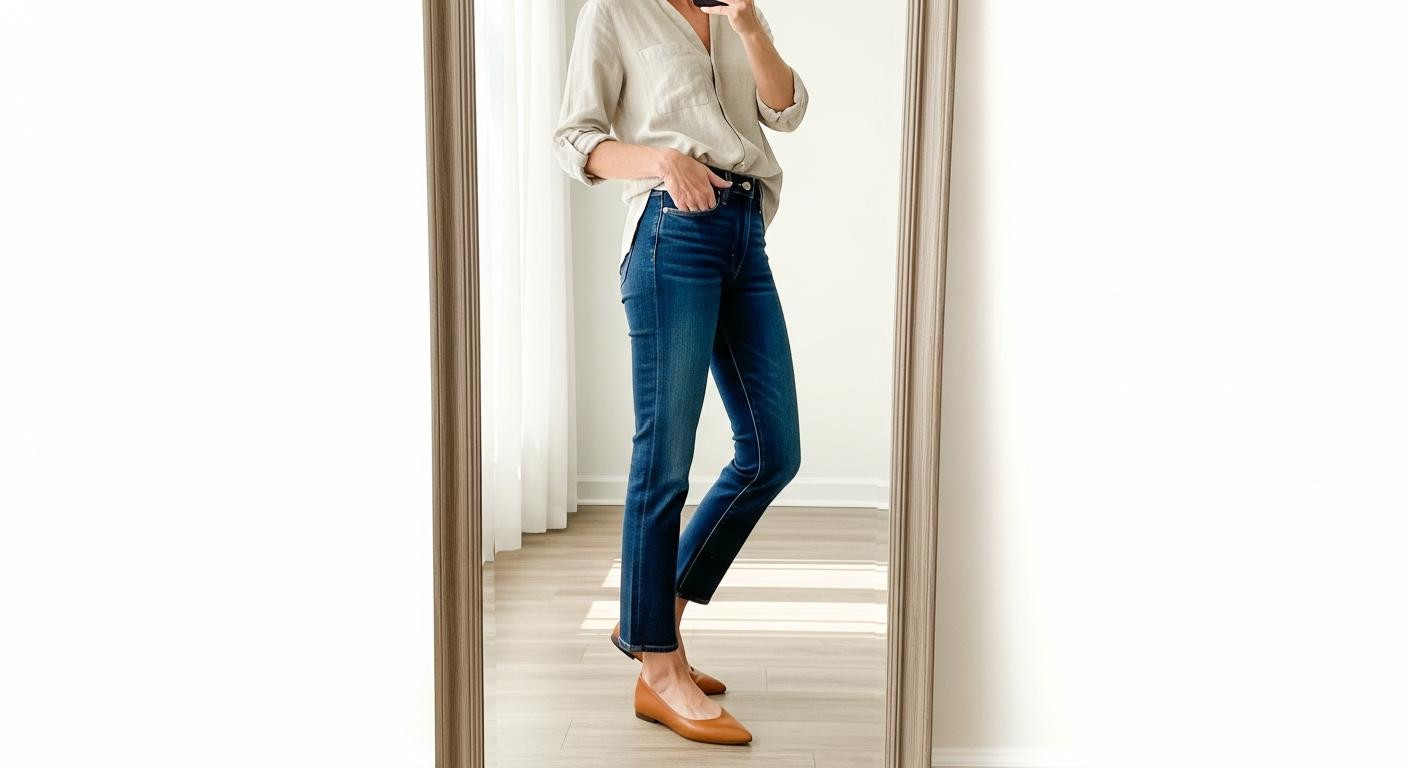 Pointed flats make legs look shorter after 50 unless the hem sits here