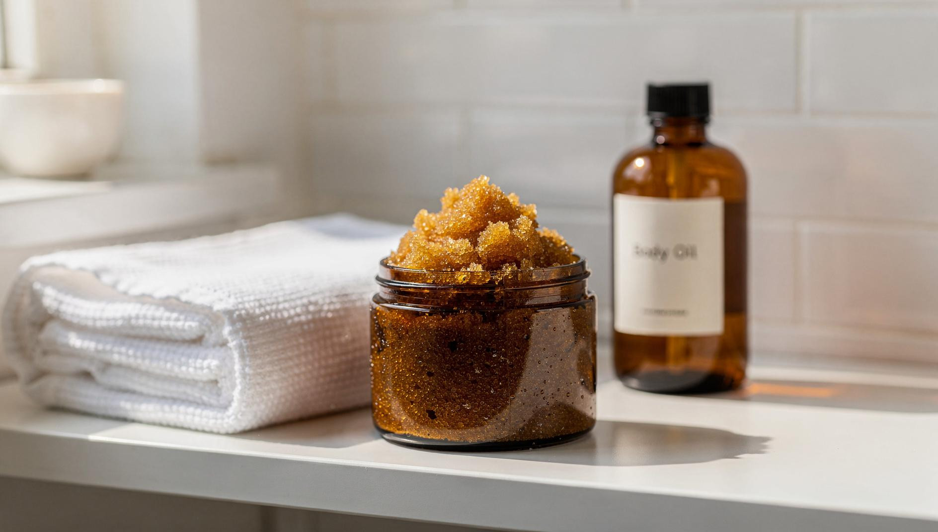 My dry skin after 55 finally absorbed lotion once I added this scrub