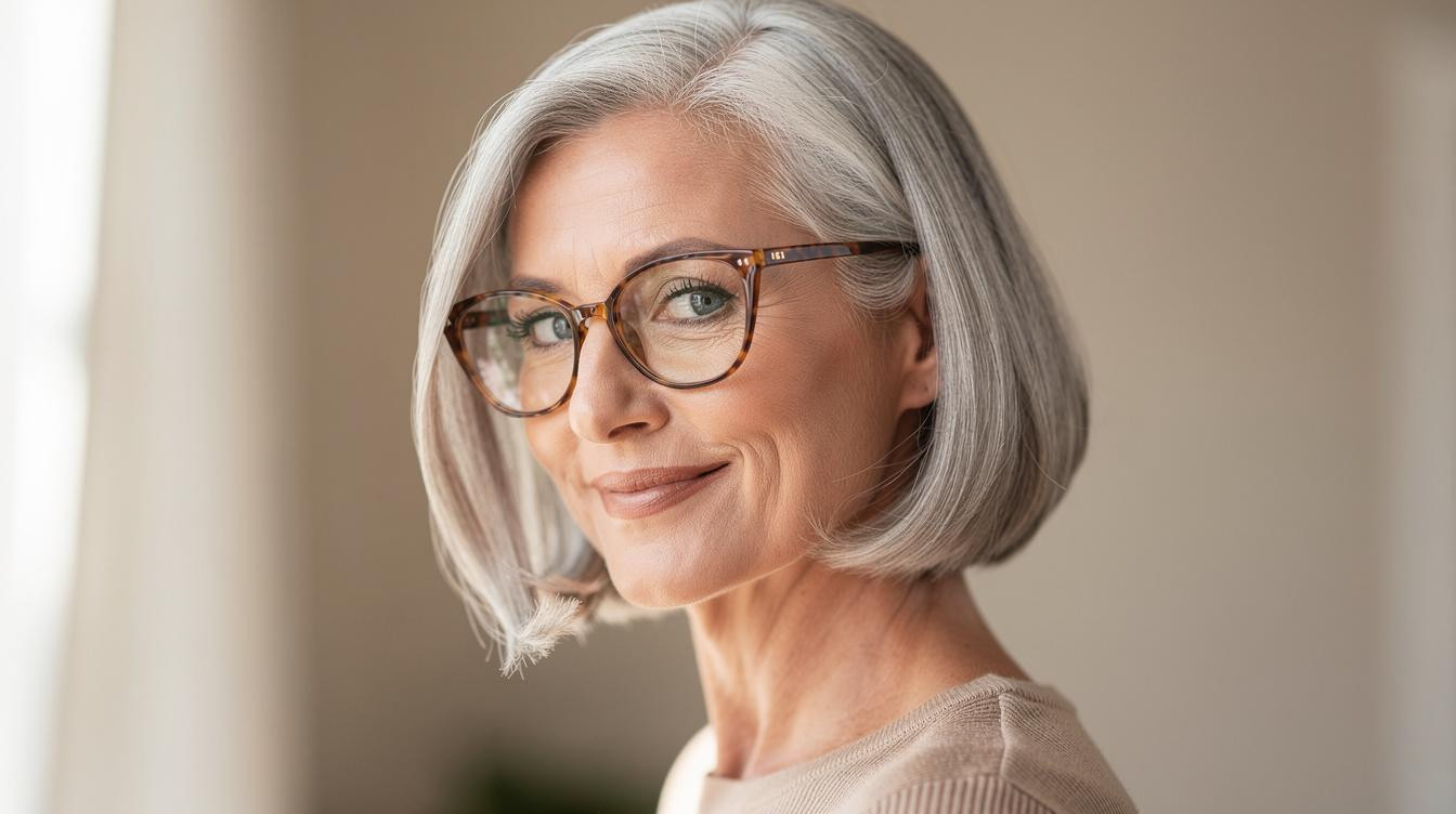 The bob length that fights your glasses after 50 (and the one that works)