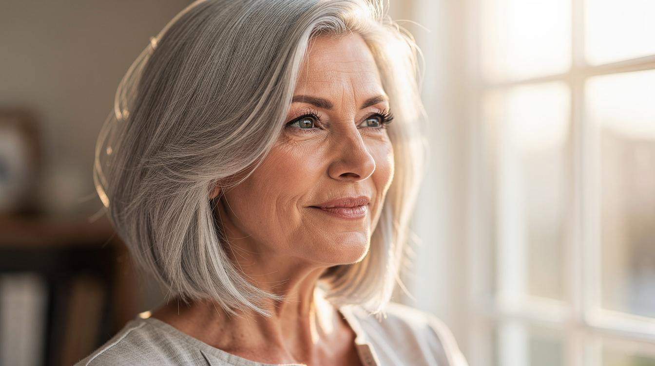 The shoulder-length chop that takes 10 years off silver hair after 55