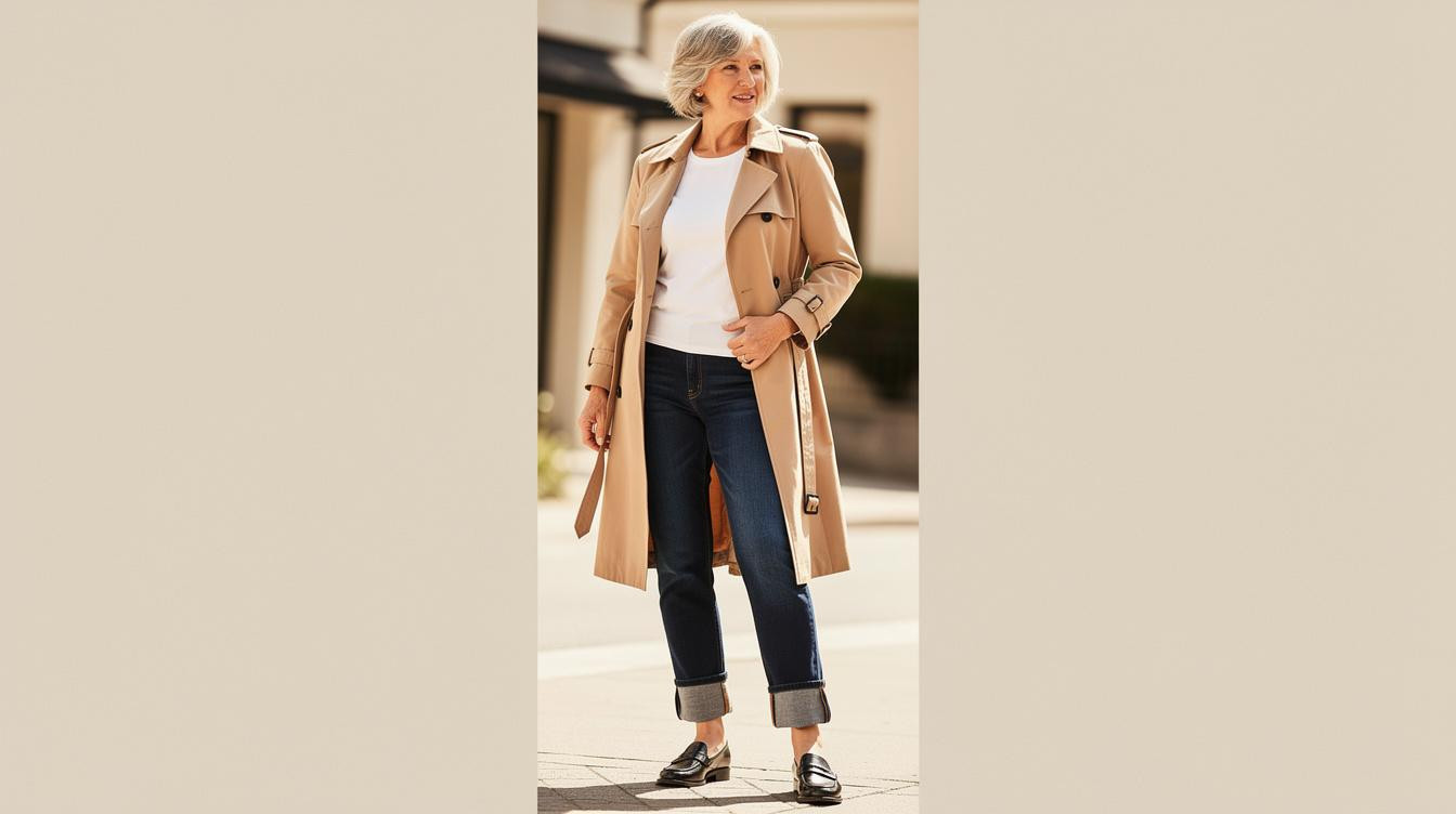 The 3-piece formula making jeans, loafers and a trench finally click at 55