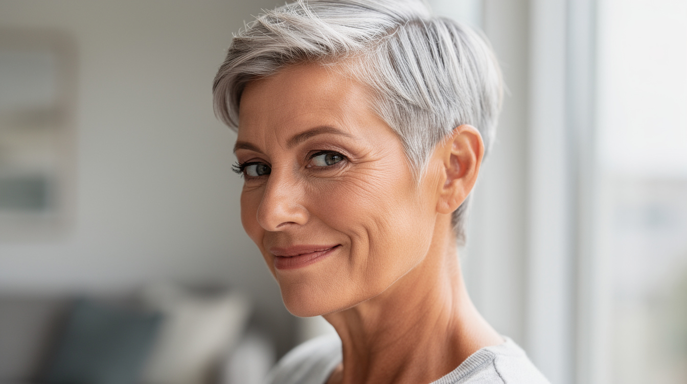 The 45-degree dryer angle that makes a pixie look salon-fresh at 60