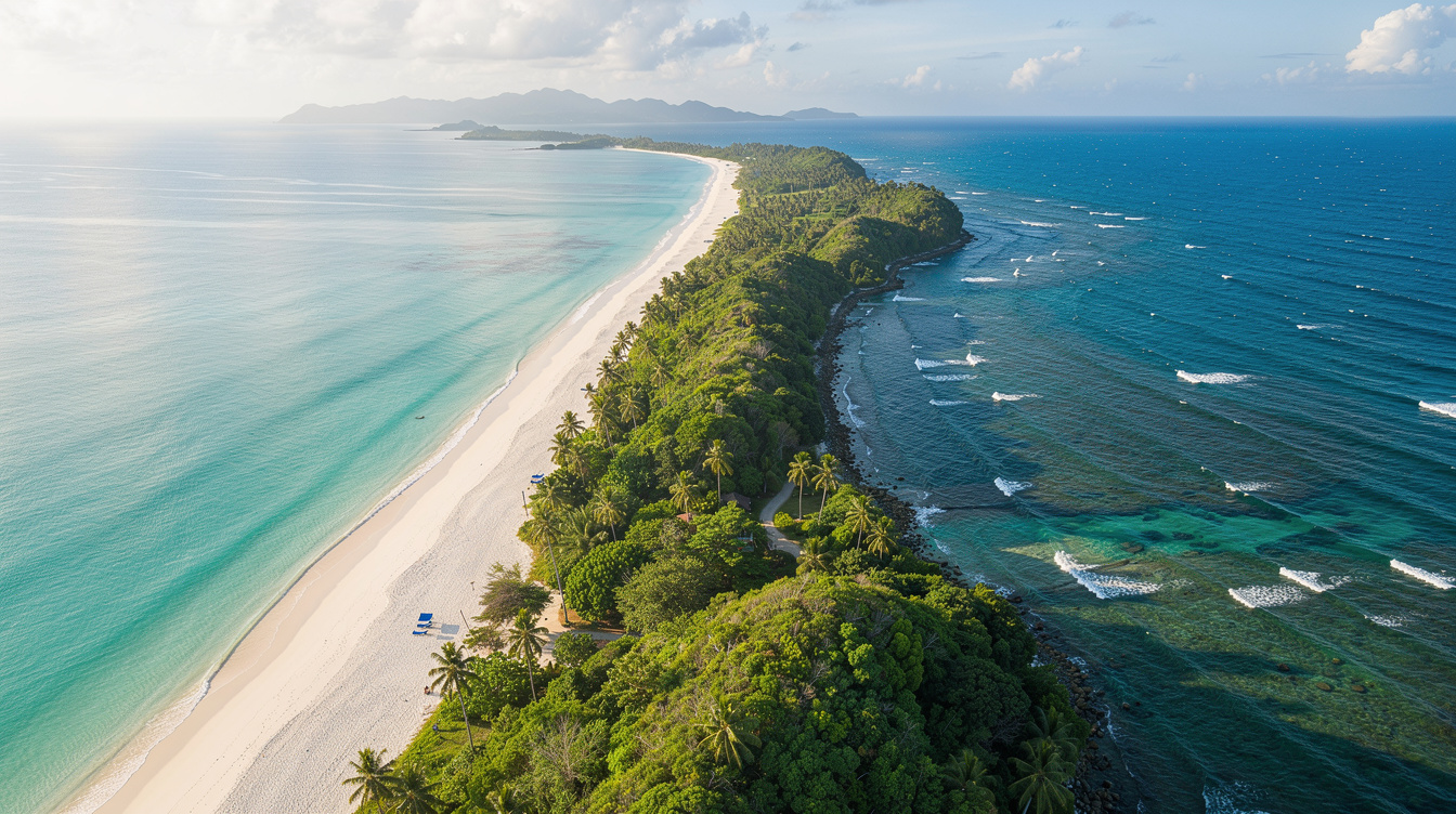 Boracay is 4 miles long and the wind flips twice a year deciding which coast works