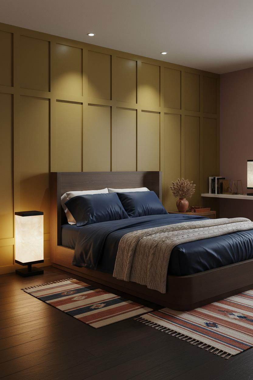 60s Bedroom Mustard Accent Wall