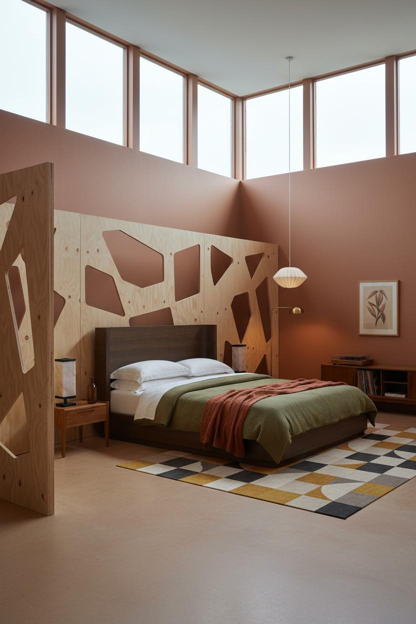 60s Bedroom Organic Modernist Geometric Divider