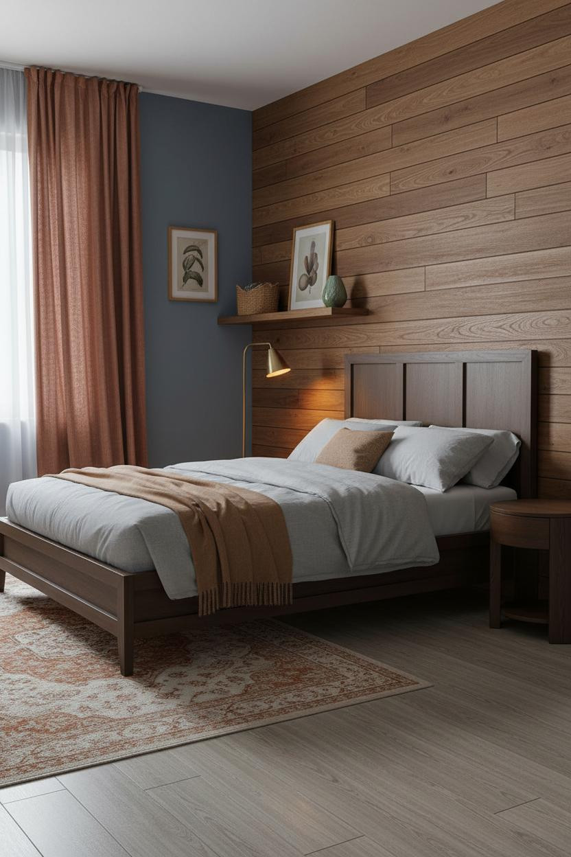 60s Bedroom Walnut Paneling Vintage