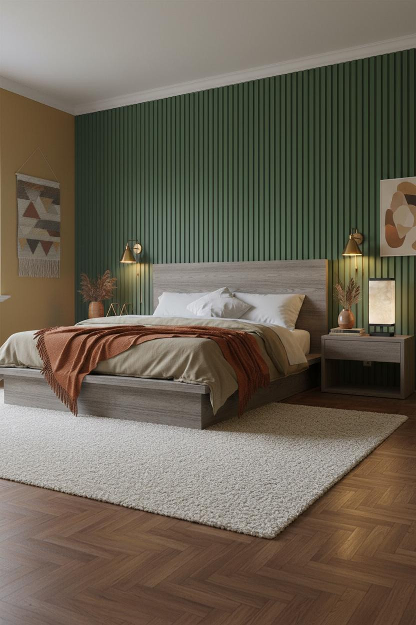 70s Bedroom Boho Maximalist Avocado Walls