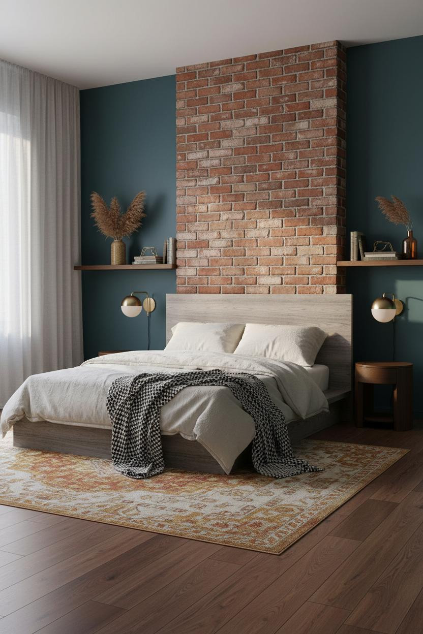 70s Bedroom Retro Maximalist Terracotta Brick