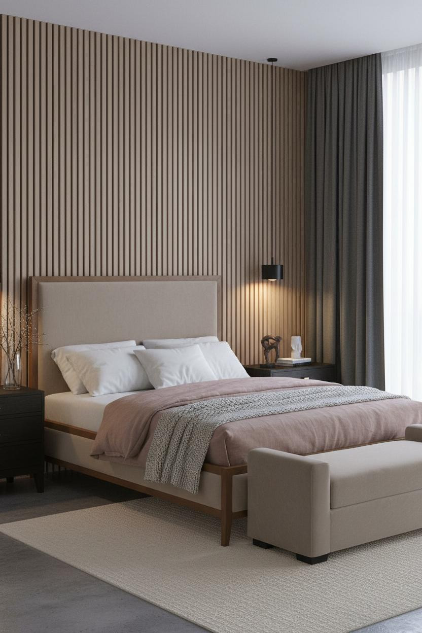 Adult Bedroom Couples Oak Paneling Grey