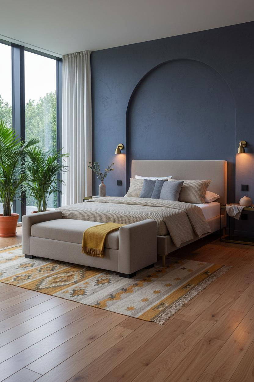 Adult Bedroom Couples Slate Blue Accent